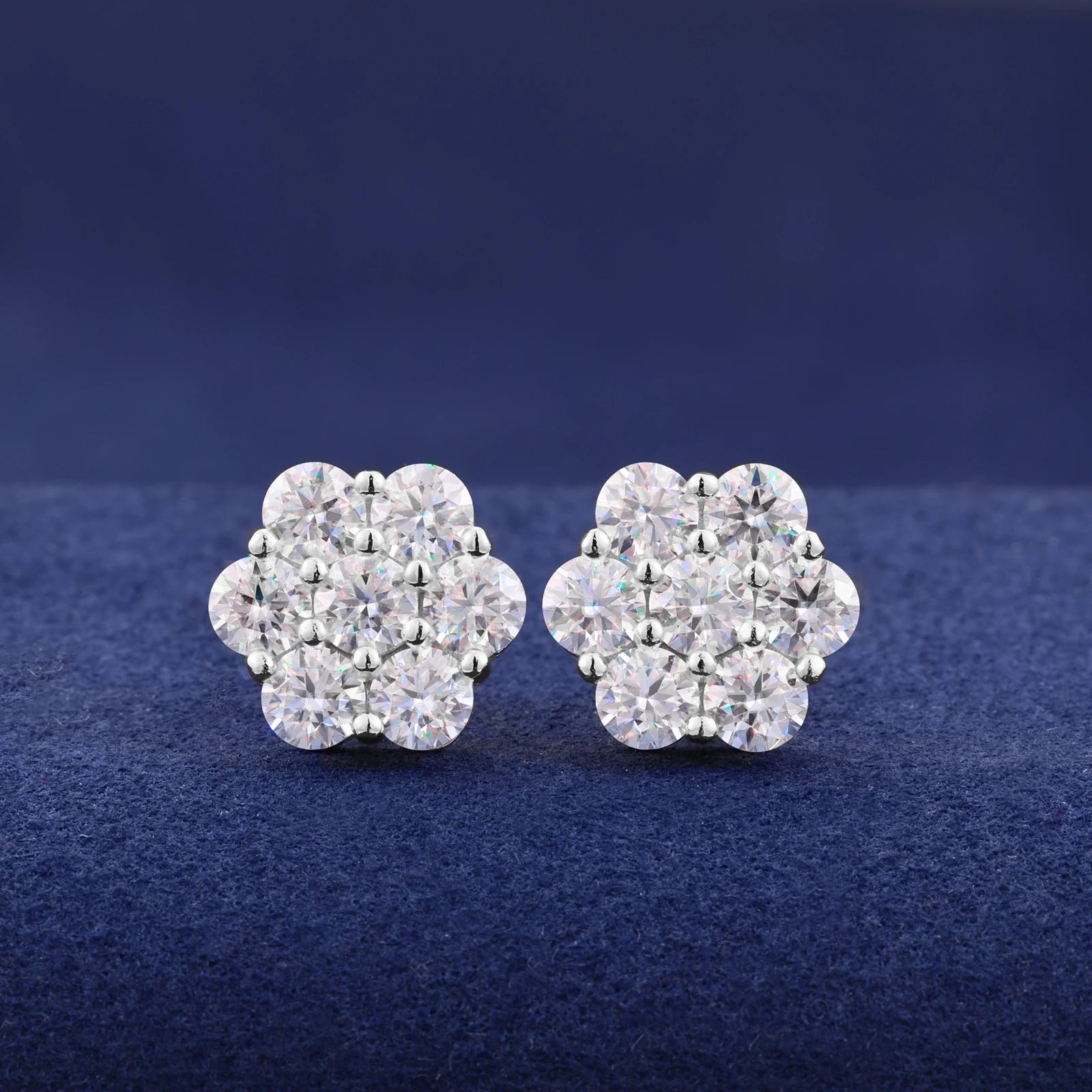 Moissanite Flower Stud Earrings - 8mm