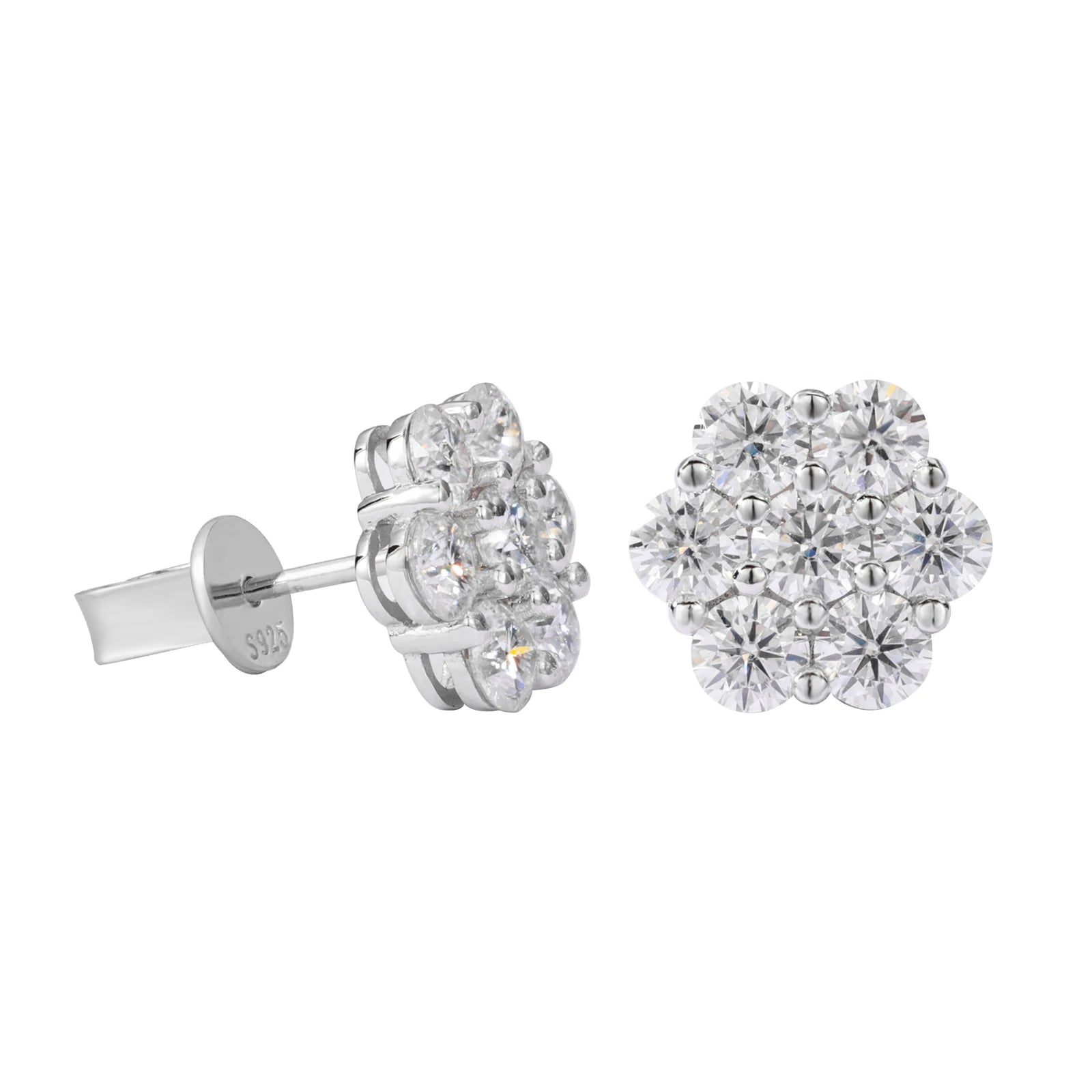 Moissanite Flower Stud Earrings - 5mm