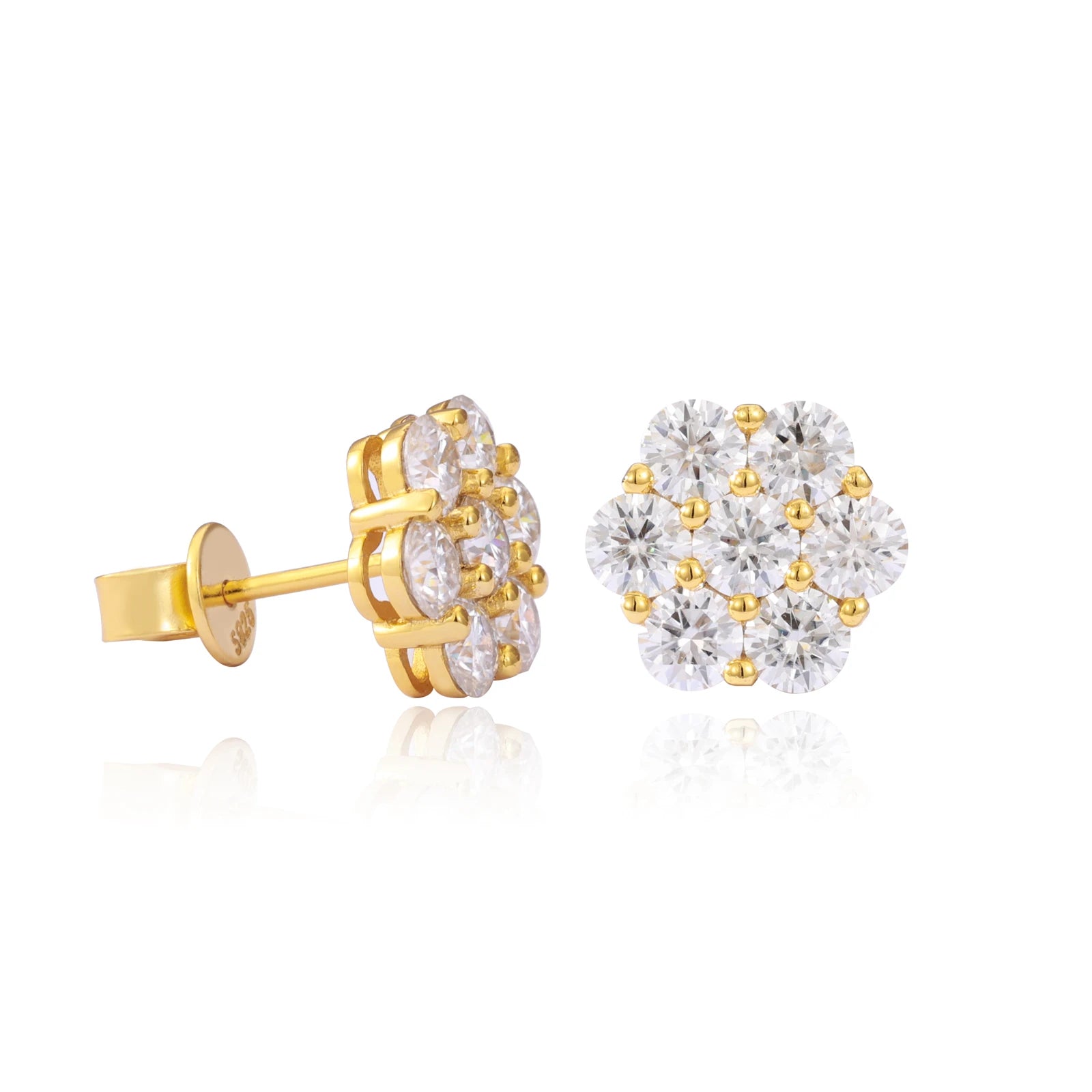 Moissanite Flower Stud Earrings - 7mm
